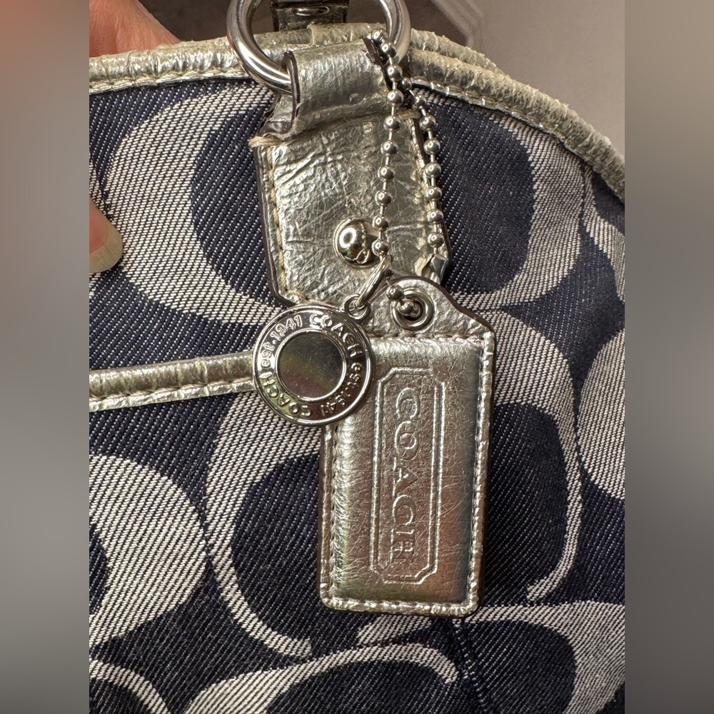 Coach Signature Striped Denim Tote - Picture 4 of 17